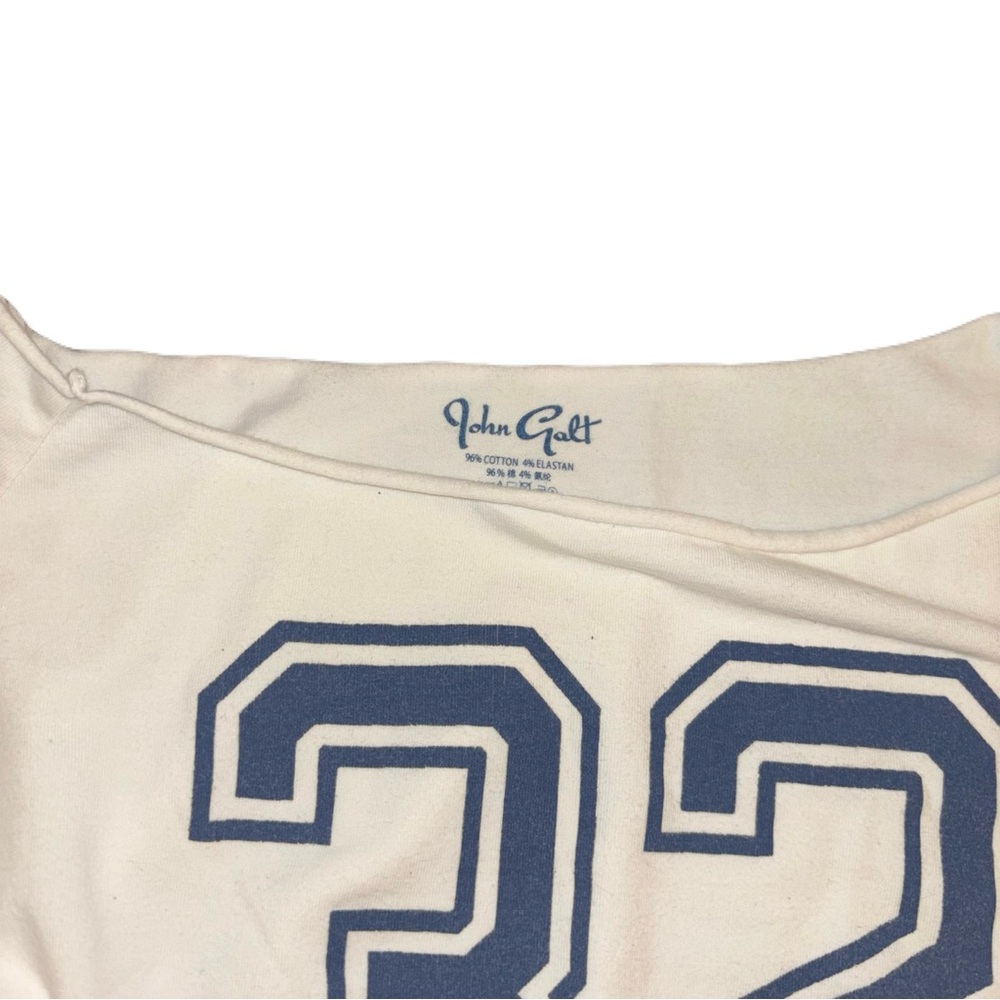 Brandy Melville Cream Off-Shoulder Top with Blue 32 - Picture 2 of 2